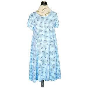 Lularoe Dress Size Small Print Kites High Low Blue Plaid Short Sleeve Colorful